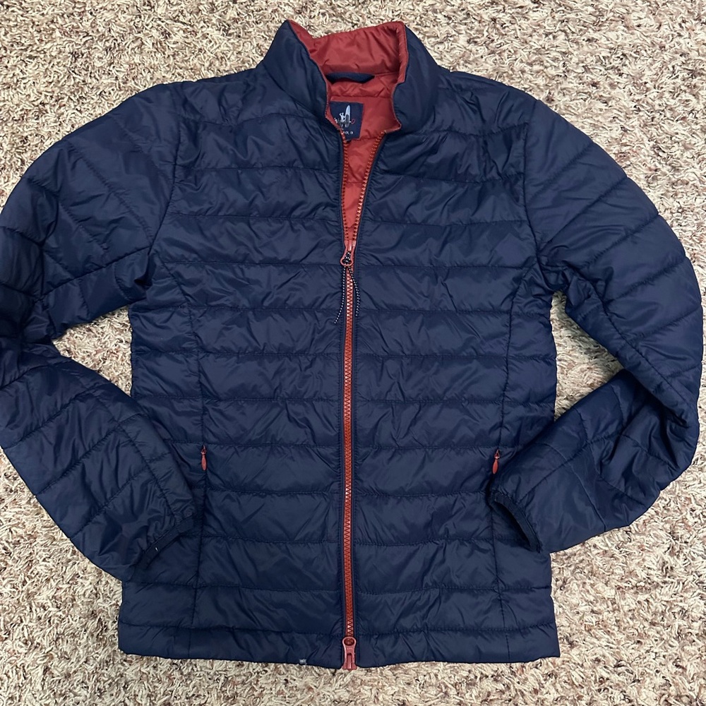 johnnie-O Blue and Red Quilted Puffer Jacket